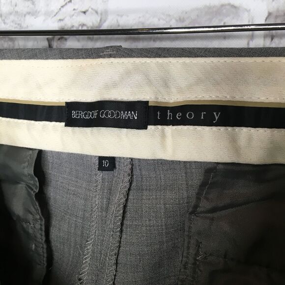 Theory for Bergdorf Goodman Women's Size 10 Slacks Pants Wide Leg Pockets Grey - Picture 5 of 5